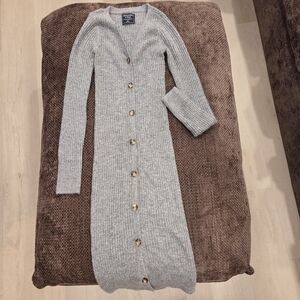 Abercrombie & Fitch Silver-Gray Ribbed Sweater Dress